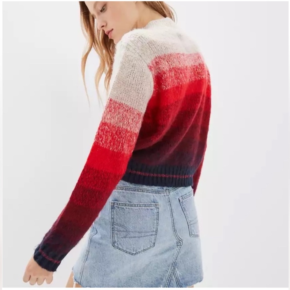 NWT American Eagle aerie AE Ombre Stripe Mock Neck Crop Sweater - Picture 2 of 14
